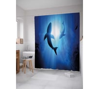 Штора (занавеска) для ванной JoyArty "Стая акул" из сатена, 180х200 см с крючками, sc_38036