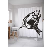 Штора (занавеска) для ванной JoyArty "Зубы акулы" из сатена, 180х200 см с крючками, sc_38033