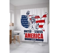 Штора (занавеска) для ванной JoyArty "Статуя свободы на карте" из сатена, 180х200 см с крючками, sc_38042