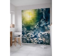 Штора (занавеска) для ванной JoyArty "Облачное убежище" из сатена, 180х200 см с крючками, sc_3424