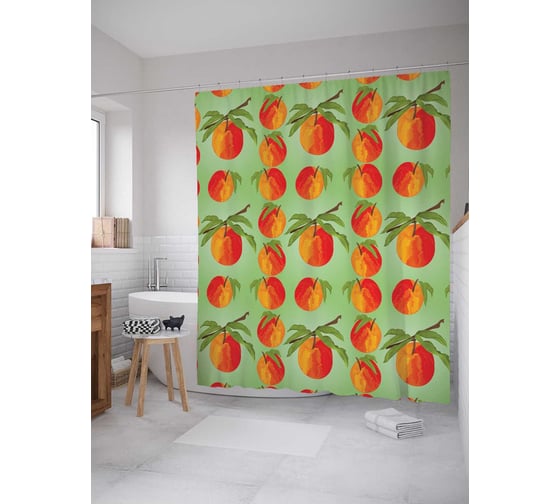 Штора (занавеска) для ванной JoyArty "Символы здоровья" из сатена, 180х200 см с крючками, sc_36967 1