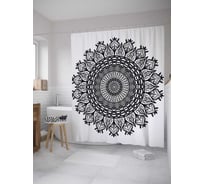 Штора (занавеска) для ванной JoyArty "Этническая мандала" из сатена, 180х200 см с крючками, sc_35455