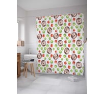 Штора (занавеска) для ванной JoyArty "Лесной аппетит" из сатена, 180х200 см с крючками, sc_52741