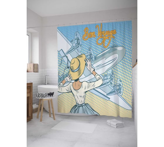 Штора (занавеска) для ванной JoyArty "Осенние листья" из сатена, 180х200 см с крючками, sc_33098 1