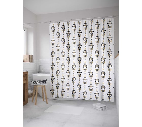 Штора (занавеска) для ванной JoyArty из сатена, 180х200 см с крючками, sc_33794