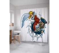 Штора (занавеска) для ванной JoyArty из сатена, 180х200 см с крючками, sc_38219