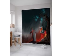 Штора (занавеска) для ванной JoyArty "Череп на кладбище" из сатена, 180х200 см с крючками, sc_36694