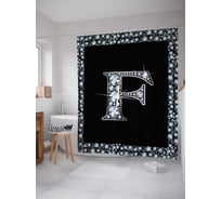 Штора (занавеска) для ванной JoyArty "Буква F" из сатена, 180х200 см с крючками, sc_3470f