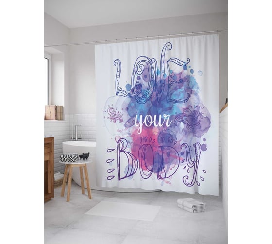 Штора (занавеска) для ванной JoyArty из сатена, 180х200 см с крючками, sc_36912 1