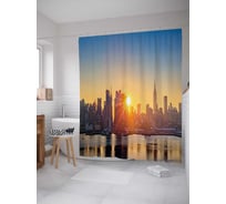 Штора (занавеска) для ванной JoyArty "Рассвет в грозовых облаках" из сатена, 180х200 см с крючками, sc_32906