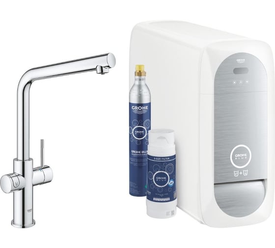 Смеситель для кухонной мойки GROHE Blue Home с системой фильтрации, охлаждения и газирования воды, Wi-Fi, хром () 31454001 1