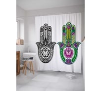 Штора (занавеска) для ванной JoyArty "Две противоположности" из сатена, 180х200 см с крючками, sc_38644