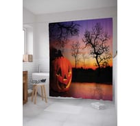 Штора (занавеска) для ванной JoyArty "Тыква на Хеллоуин" из сатена, 180х200 см с крючками, sc_4594