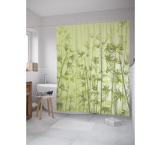 Штора (занавеска) для ванной JoyArty "Круглая геометрия" из сатена, 180х200 см с крючками, sc_35047 1