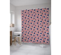 Штора (занавеска) для ванной JoyArty "Американские звезды на полосах гранж" из сатена, 180х200 см с крючками, sc_55496