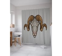 Штора (занавеска) для ванной JoyArty "Символ Овна - голова барана" из сатена, 180х200 см с крючками, sc_58979