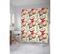 Штора (занавеска) для ванной JoyArty "Яблочная живопись" из сатена, 180х200 см с крючками, sc_52705