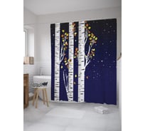 Штора (занавеска) для ванной JoyArty "Осенние листья на березах" из сатена, 180х200 см с крючками, sc_60556