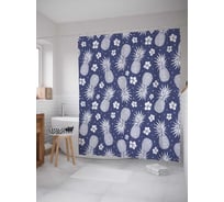 Штора (занавеска) для ванной JoyArty "Ананасовый цвет" из сатена, 180х200 см с крючками, sc_47764