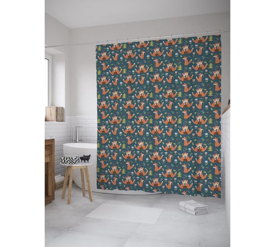 Штора (занавеска) для ванной JoyArty "Фруктовое мороженое рожок" из сатена, 180х200 см с крючками, sc_36304 1