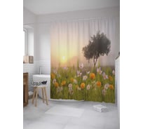 Штора (занавеска) для ванной JoyArty "Встреча лета" из сатена, 180х200 см с крючками, sc_32952