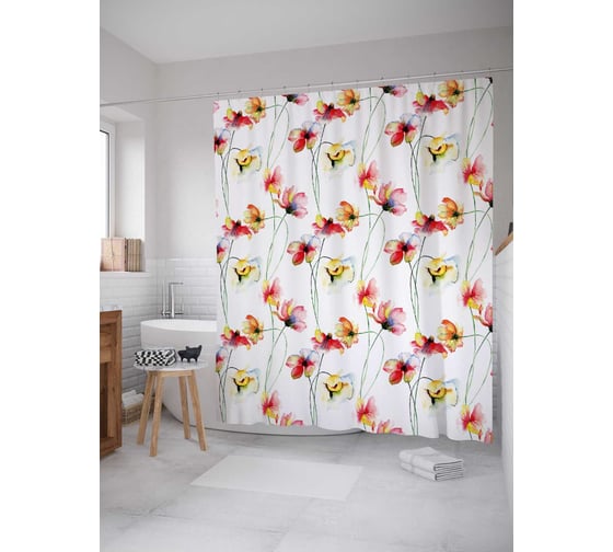 Штора (занавеска) для ванной JoyArty из сатена, 180х200 см с крючками, sc_32943 1