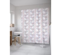 Штора (занавеска) для ванной JoyArty "Нарисованный цветочный декоратив" из сатена, 180х200 см с крючками, sc_60072