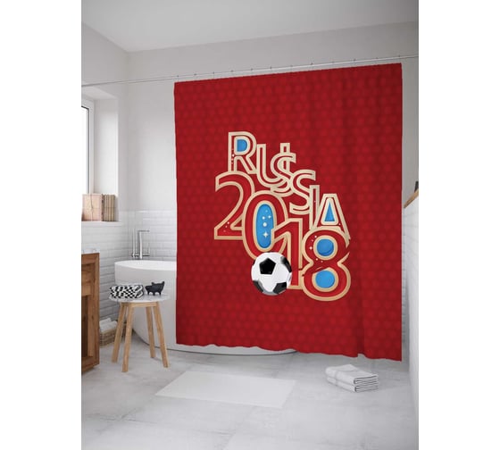 Штора (занавеска) для ванной JoyArty "Россия в 2018" из сатена, 180х200 см sc_378907 1