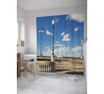 Штора (занавеска) для ванной JoyArty "Перила с колоннами" из сатена, 180х200 см с крючками, sc_34875