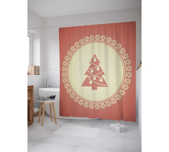 Штора (занавеска) для ванной JoyArty из сатена, 180х200 см с крючками, sc_5468 1