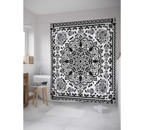 Штора (занавеска) для ванной JoyArty "Восточный силуэт" из сатена, 180х200 см с крючками, sc_33880