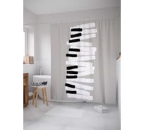 Штора (занавеска) для ванной JoyArty "Кривые клавиши" из сатена, 180х200 см с крючками, sc_58877