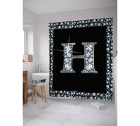 Штора (занавеска) для ванной JoyArty "Буква H" из сатена, 180х200 см с крючками, sc_3470h