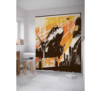 Штора (занавеска) для ванной JoyArty "Самолет с винтом авиаперевозки" из сатена, 180х200 см с крючками, sc_5462