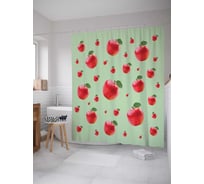 Штора (занавеска) для ванной JoyArty "Яблочная мозайка" из сатена, 180х200 см с крючками, sc_50757