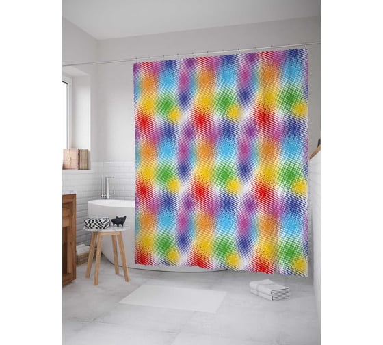 Штора (занавеска) для ванной JoyArty из сатена, 180х200 см с крючками, sc_37369 1