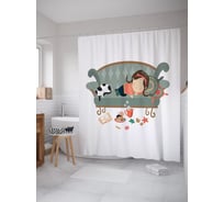 Штора (занавеска) для ванной JoyArty "Белый гигант" из сатена, 180х200 см с крючками, sc_37575