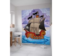 Штора (занавеска) для ванной JoyArty "Пиратская бригантина с пушками" из сатена, 180х200 см с крючками, sc_38236