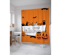 Штора (занавеска) для ванной JoyArty "Счастливого Хеллоуина" из сатена, 180х200 см с крючками, sc_6047