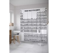Штора (занавеска) для ванной JoyArty "Эскиз таблицы" из сатена, 180х200 см с крючками, sc_33455