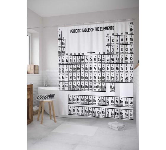 Штора (занавеска) для ванной JoyArty "Эскиз таблицы" из сатена, 180х200 см с крючками, sc_33455 1