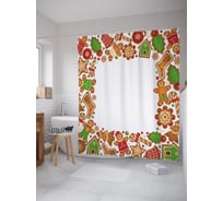 Штора (занавеска) для ванной JoyArty "Имбирные пряники" из сатена, 180х200 см с крючками, sc_53282