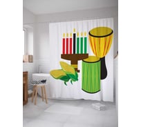 Штора (занавеска) для ванной JoyArty "Семейный праздник Кванза" из сатена, 180х200 см с крючками, sc_5874