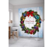 Штора (занавеска) для ванной JoyArty "Орнаменты точками" из сатена, 180х200 см с крючками, sc_35590