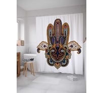 Штора (занавеска) для ванной JoyArty "Симметричная хамса" из сатена, 180х200 см с крючками, sc_38604