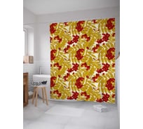 Штора (занавеска) для ванной JoyArty "Рябиновые листья" из сатена, 180х200 см с крючками, sc_38390
