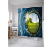 Штора (занавеска) для ванной JoyArty "окно планеты" из сатена, 180х200 см с крючками, sc_37990