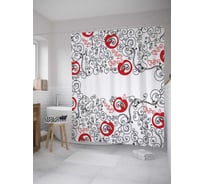 Штора (занавеска) для ванной JoyArty "Завитки цветов" из сатена, 180х200 см с крючками, sc_33460