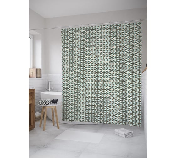 Штора (занавеска) для ванной JoyArty "Разнообразие мороженого" из сатена, 180х200 см с крючками, sc_36301 1