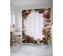 Штора (занавеска) для ванной JoyArty "Цифры и сердца" из сатена, 180х200 см с крючками, sc_34238